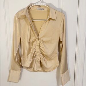 Abercrombie & Fitch Cream Ruched Blouse